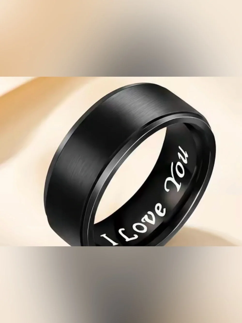 Titanium Steel Tungsten Ring - Elegant Black Band with Engraved 